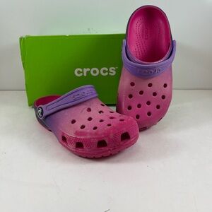 Crocs Girls Classic Lightweight Comfort Ombre Clog Pink Purple Outdoor Shoes C12